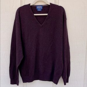 Pendleton Men’s V Neck Wool Sweater Size Large Purple Pullover Long Sleeve
